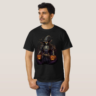 Skeleton Witch with Jack-o'-Lanterns T-Shirt