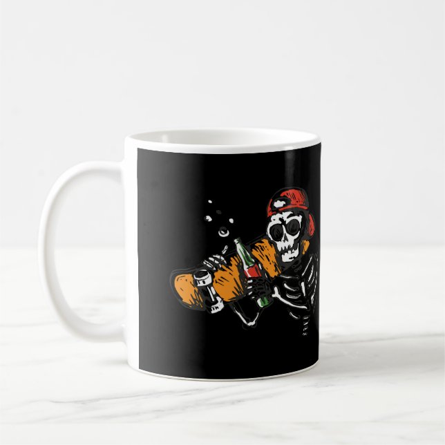 Skeleton with a bottle on a  coffee mug (Left)