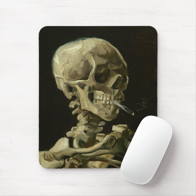 Skeleton with a Burning Cigarette | Van Gogh Mouse Pad (With Mouse)