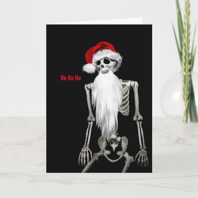 Skeleton with a long beard Christmas Card (Front)