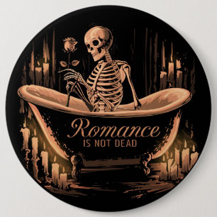 Skeleton with a Rose 6 Inch Round Button
