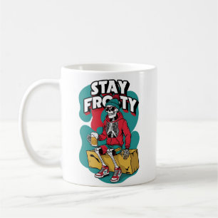 Skeleton with beer coffee mug