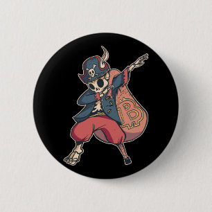 Skeleton with Bitcoin Logo 2 Inch Round Button