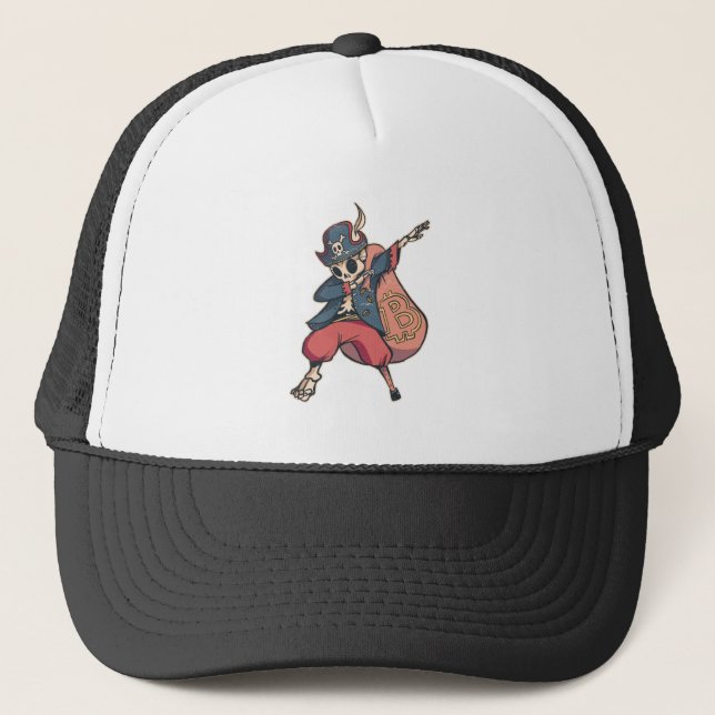Skeleton with Bitcoin Logo Trucker Hat (Front)