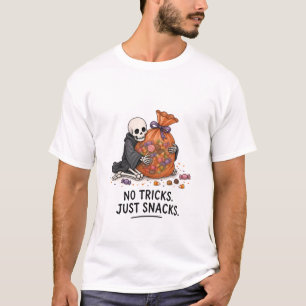 Skeleton with Candy Bag Funny Halloween Illustrati T-Shirt