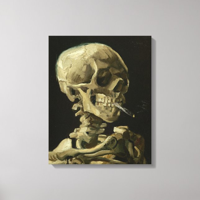 Skeleton with cigarette by Van Gogh Canvas Print (Front)