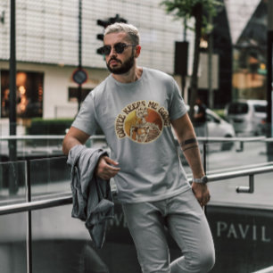 Skeleton With Coffee Retro Sunset T-Shirt
