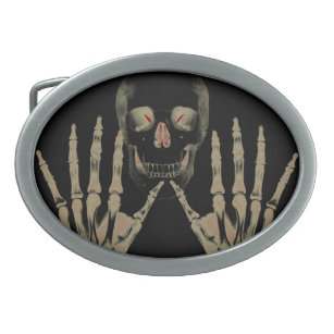 Skeleton with hands red accents Belt Buckle