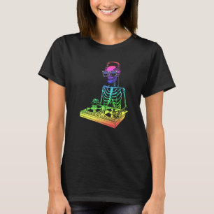 Skeleton With Headphones And Sunglasses Mixer Dj T T-Shirt