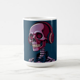 Skeleton with headphones coffee mug