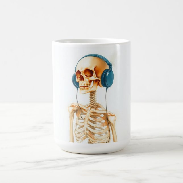 Skeleton with headphones  coffee mug (Center)