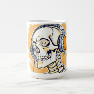 Skeleton with headphones coffee mug