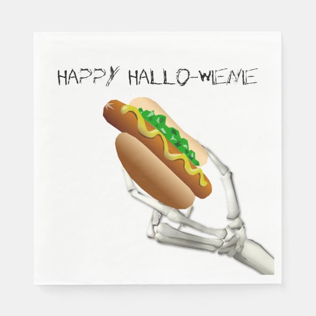 Skeleton with Hot Dog Halloween Paper Napkins (Front)