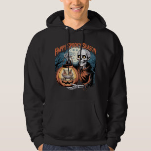 Skeleton with Lizard in Pumpkin Lantern Hoodie