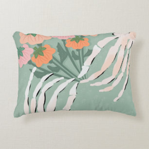 Skeleton with Pumpkin Bouquet Accent Pillow