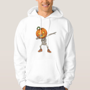 Skeleton with Pumpkin Head Dab Dance Halloween  Hoodie