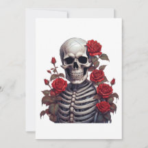 Skeleton With Red Roses