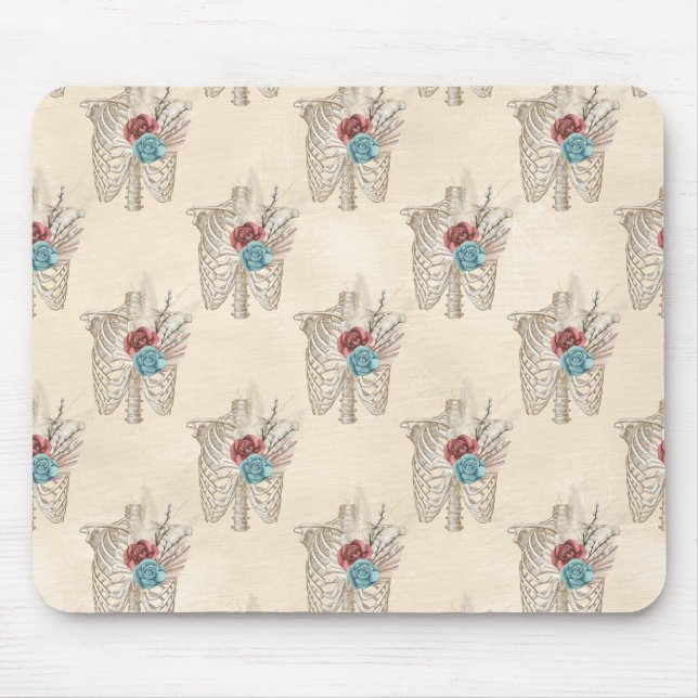 Skeleton with Roses Mouse Pad (Front)