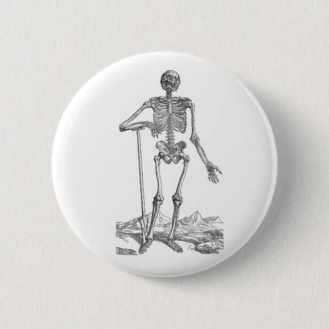 Skeleton with Shovel 2 Inch Round Button (Front)