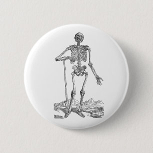 Skeleton with Shovel 2 Inch Round Button