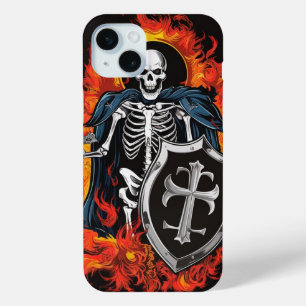 Skeleton with Templar shield iPhone 15 Mini Case