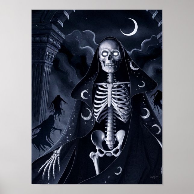 Skeleton Wizard Horror Print Poster Wall Art (Front)