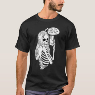 Skeleton Woman with Cell Phone Taking Selfie Skull T-Shirt