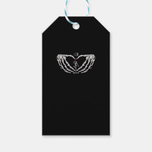 Skeleton Woman With Red In Heart Made Of Hands Fes Gift Tags