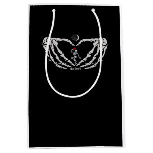 Skeleton Woman With Red In Heart Made Of Hands Fes Medium Gift Bag