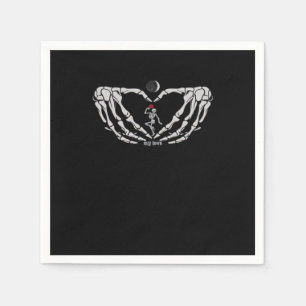 Skeleton Woman With Red In Heart Made Of Hands Fes Napkin