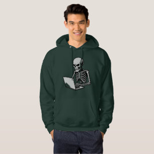 Skeleton Working Hard on Laptop Hoodie