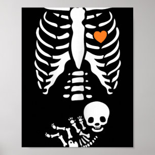 Skeleton Xray Halloween Costume Pregnant Women Mom Poster