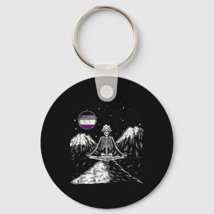 Skeleton Yoga Aual Lgbt-q Funny Skeleton Meditator Keychain