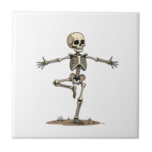 Skeleton Yoga � Funny Halloween Fitness Shirt Tile
