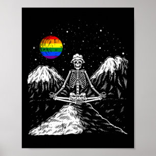 Skeleton Yoga Gay Pride Lgbt-q Funny Skeleton Medi Poster