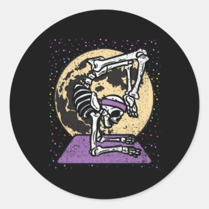 Skeleton Yoga Halloween Costume Spooky Skull Medit Classic Round Sticker