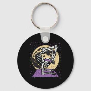 Skeleton Yoga Halloween Costume Spooky Skull Medit Keychain