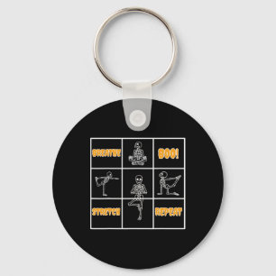 Skeleton Yoga Halloween Funny Breathe Boo Stretch Keychain