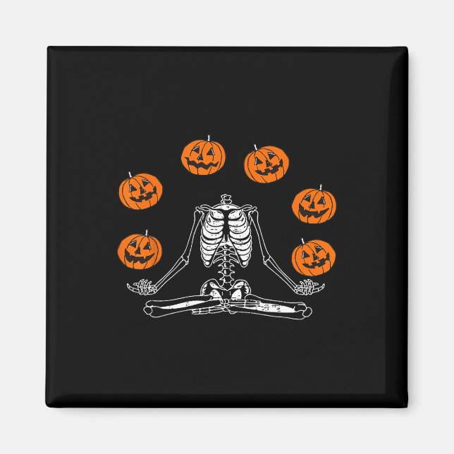 Skeleton Yoga Juggling Pumpkin Skull  Magnet (Front)