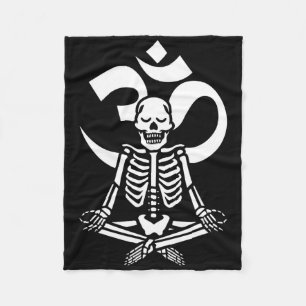 Skeleton Yoga Meditation Om Costume Funny Aum Hall Fleece Blanket