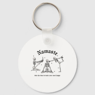 Skeleton Yoga Namaste Vintage Peace Yoga Quote Keychain