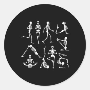 Skeleton Yoga Poses Funny Halloween Flexible Bone Classic Round Sticker