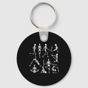 Skeleton Yoga Poses Funny Halloween Flexible Bone Keychain