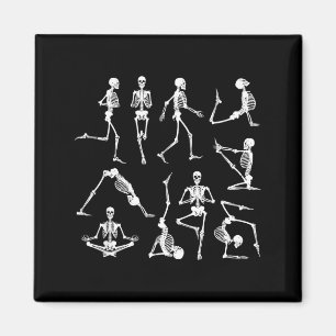 Skeleton Yoga Poses Funny Halloween Flexible Bone Magnet
