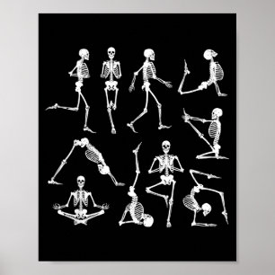 Skeleton Yoga Poses Funny Halloween Flexible Bone Poster