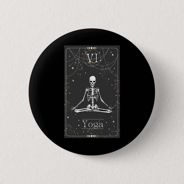 Skeleton Yoga Tarot Card Halloween  2 Inch Round Button (Front)