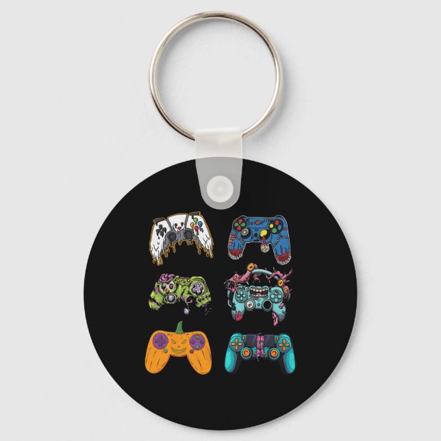 Skeleton Zombie Gaming Controllers Halloween For G Keychain (Front)