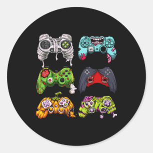 Skeleton Zombie Gaming Controllers Halloween Gamer Classic Round Sticker