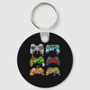 Skeleton Zombie Gaming Controllers Halloween Gamer Keychain