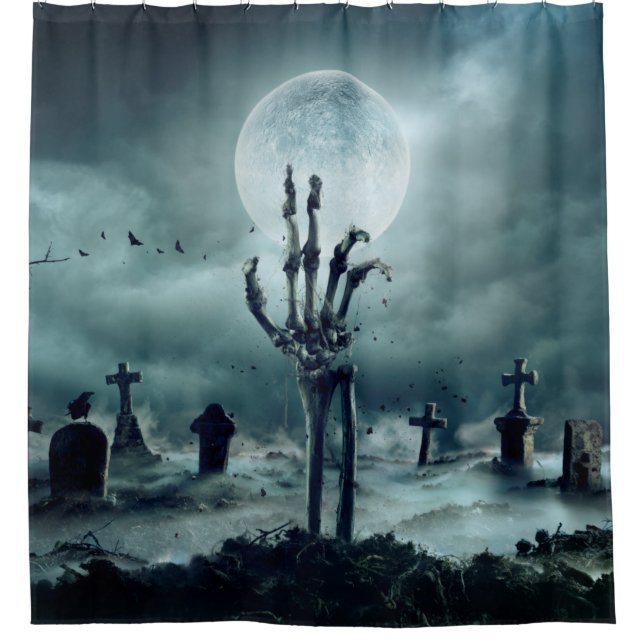 Skeleton Zombie Hand Rising Out Of A GraveYard - H (Front)